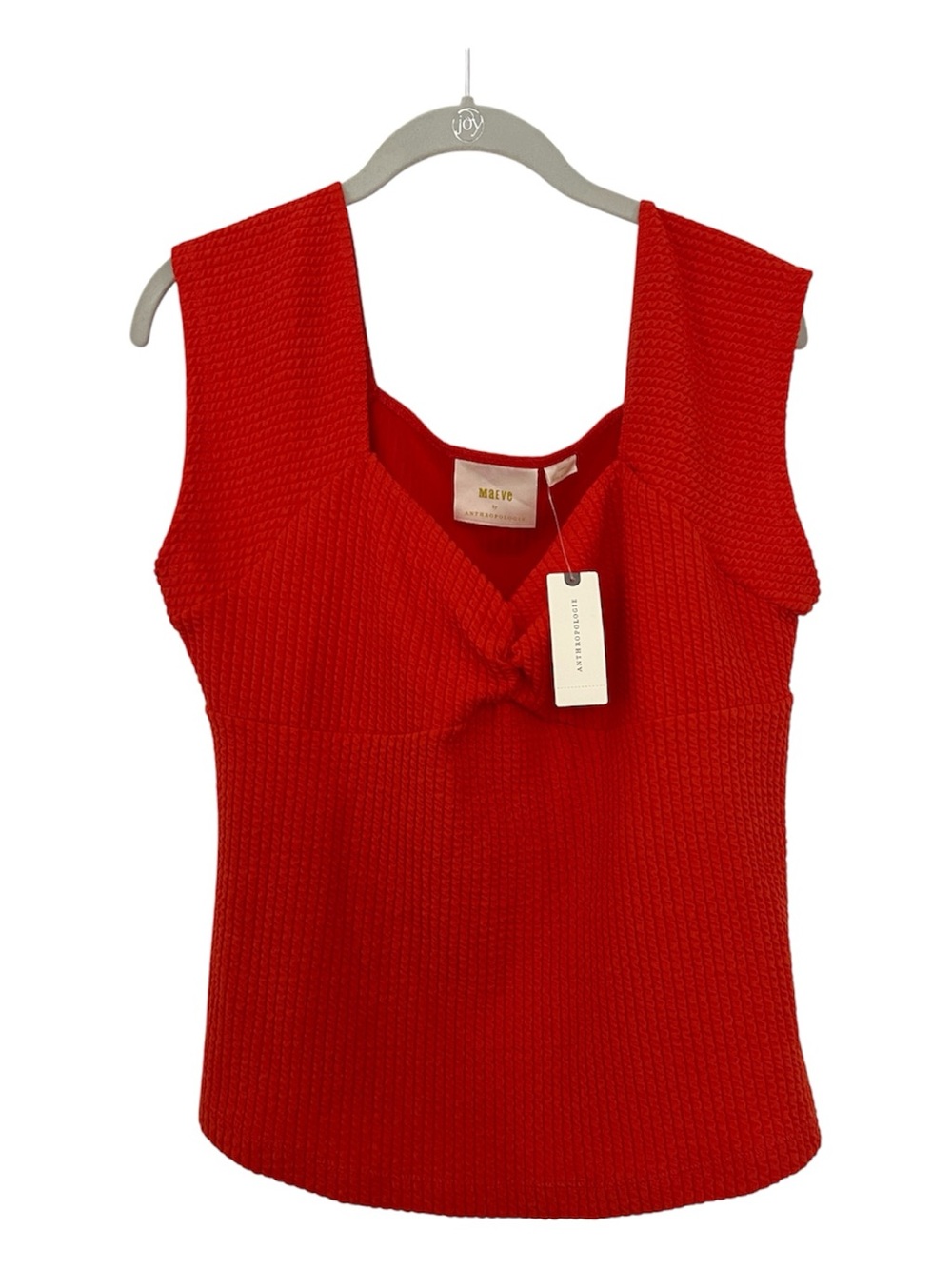 MAEVE Anthropologie Orange Red Twist-Front Textured Tank size large
